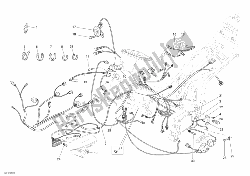 All parts for the Wiring Harness of the Ducati Multistrada 1100 USA 2007